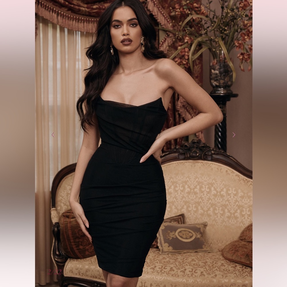 NEW House of CB: Black Strapless Corset Dress: Leila
